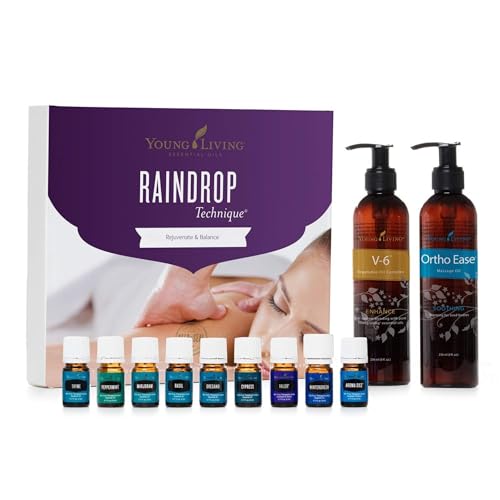 Young Living Raindrop Technique Essential Oil Collection | 9 Therapeutic-Grade Oils for Diffusion, Massage, and Topical Use | Relaxing Aromas for Tranquility and Balance