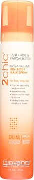 GIOVANNI 2chic Ultra-Volume Big-Body Hair Spray - Daily Volumizing Formula with Papaya & Tangerine Butter, Promotes Weightless Control for Fine Limp Thin Hair, No Parabens, Color Safe - 5 fl oz