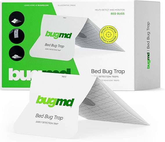 BugMD Bed Bug Trap 1 Pack, 12 Traps - Interceptors, Bed Bug Prevention, Sticky Glue Traps, Insect Trap Indoor